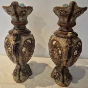 Pair of major vases in majolica - Wilhelm Schiller & Son