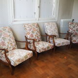 Four 1950s armchairs - wooden armrests