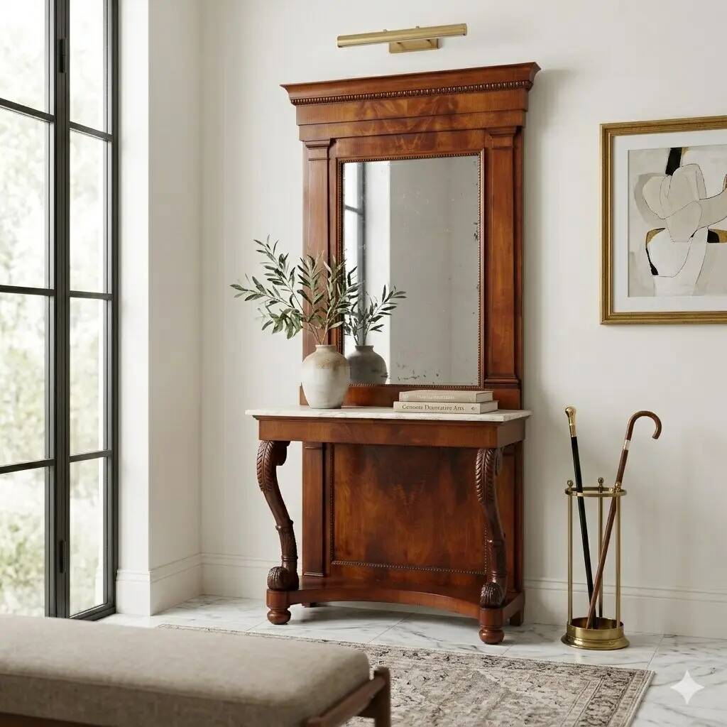 Console restoration in cherry wood Italy 19th century