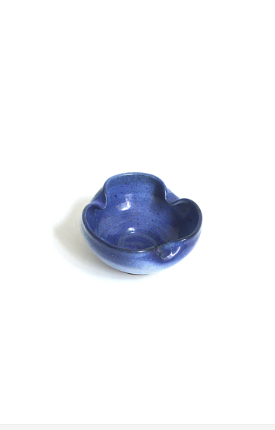 Blue ceramic ashtray