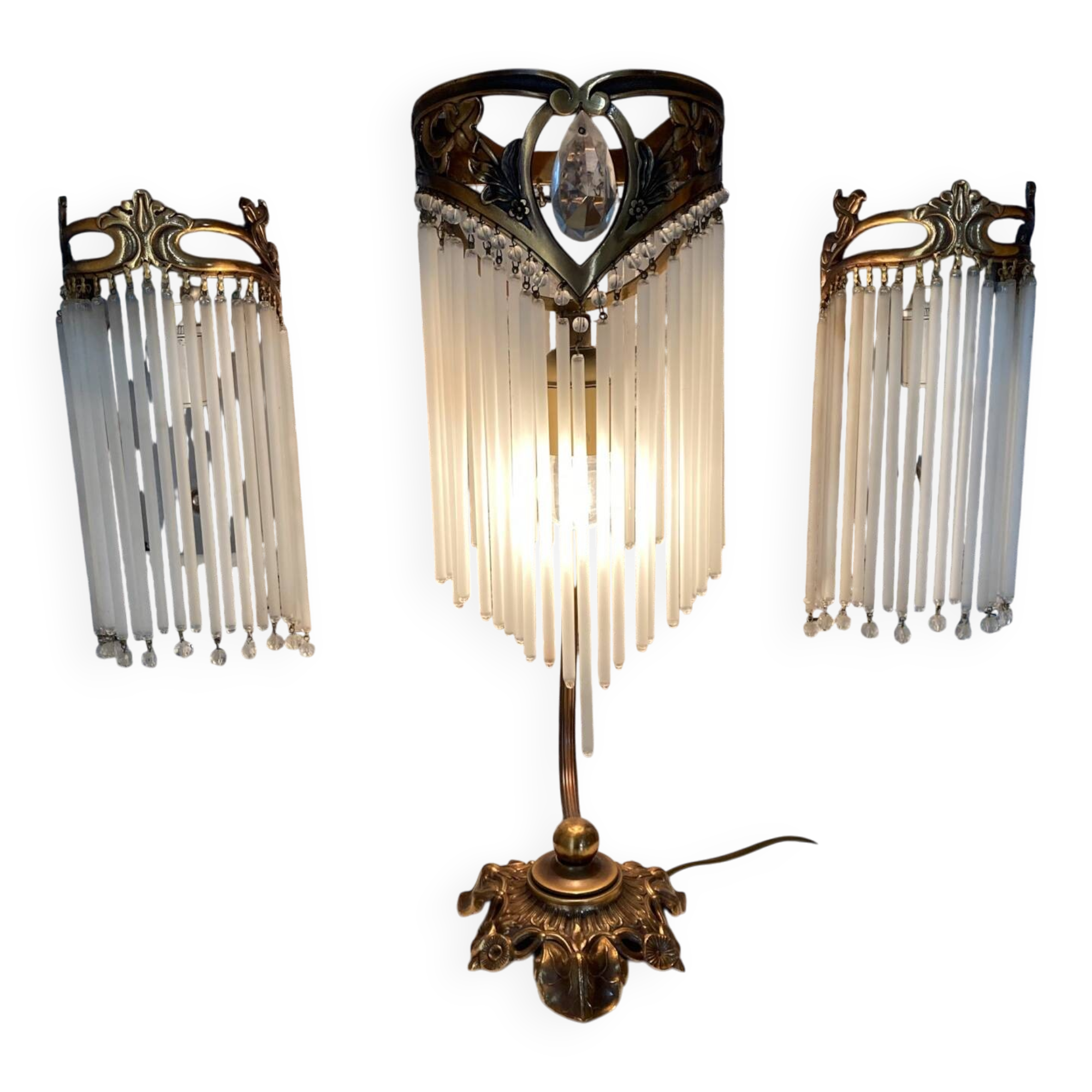 Guimard-style sign neck lamp with two wall lights