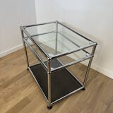 USM Haller side table in glass and anthracite grey