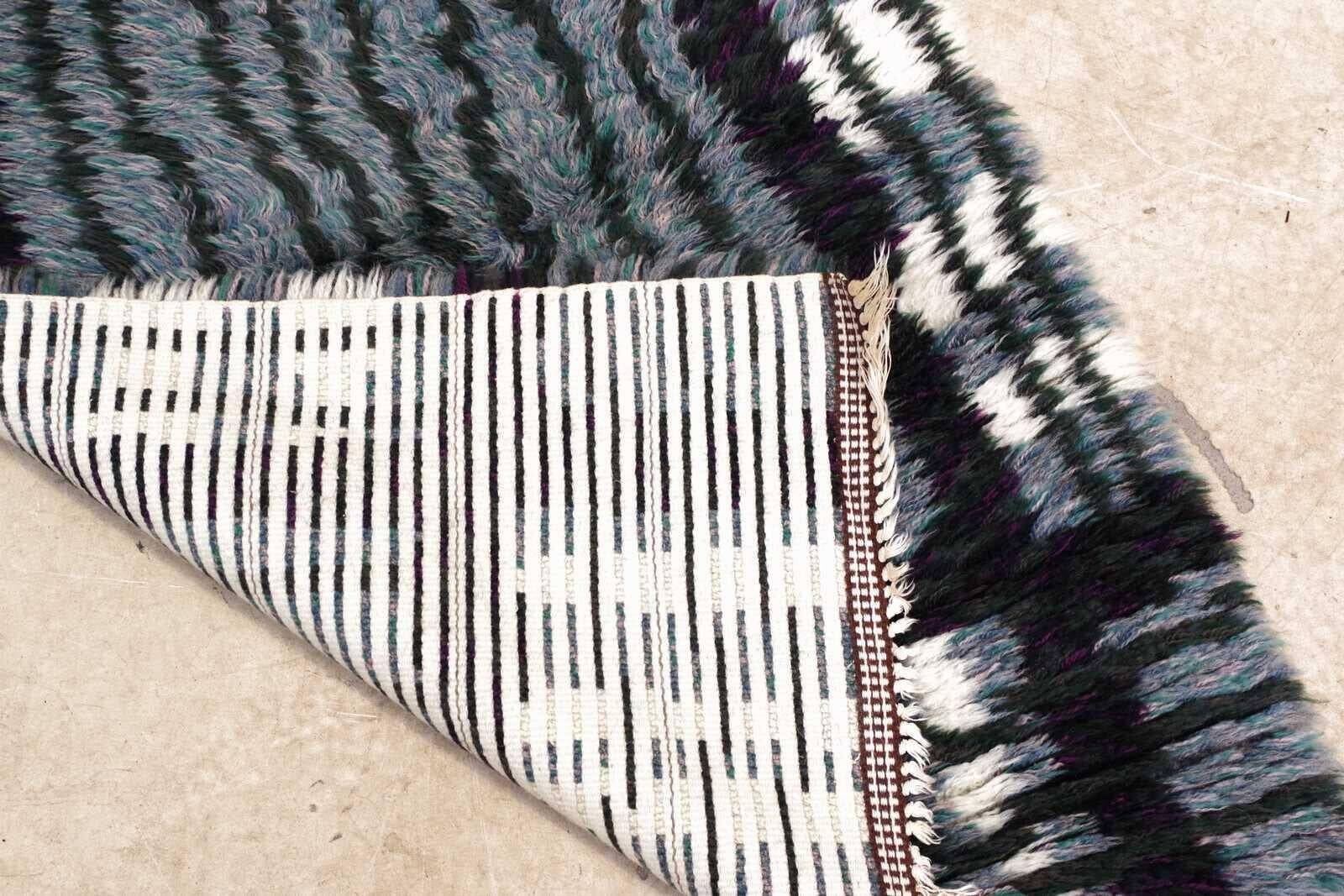 Mid-Century Modern Swedish Rya Rug in Grey, Black, and White, 1950s