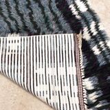 Mid-Century Modern Swedish Rya Rug in Grey, Black, and White, 1950s