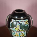 Ceramic vase with silver frame, vase signed by Argyl, Art Nouveau vase, art deco, collection