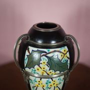 Ceramic vase with silver frame, vase signed by Argyl, Art Nouveau vase, art deco, collection