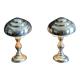 Pair of Art Deco ELAU mushroom lamps with adjustable nickel-plated metal.