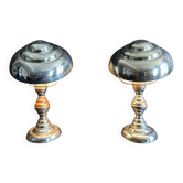 Pair of Art Deco ELAU mushroom lamps with adjustable nickel-plated metal.