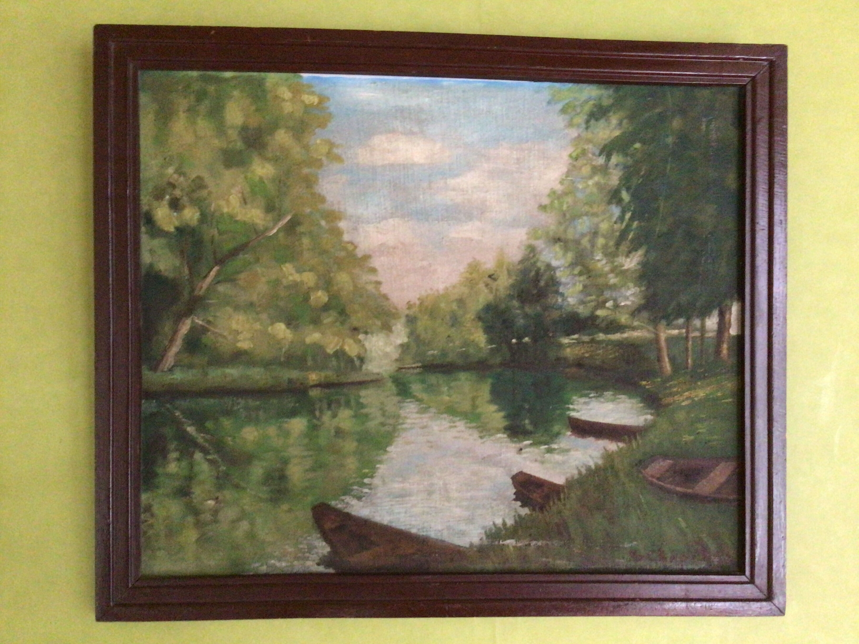 Oil on canvas by S.Chapchal by the river