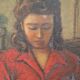 Oil painting, Woman who does sewing