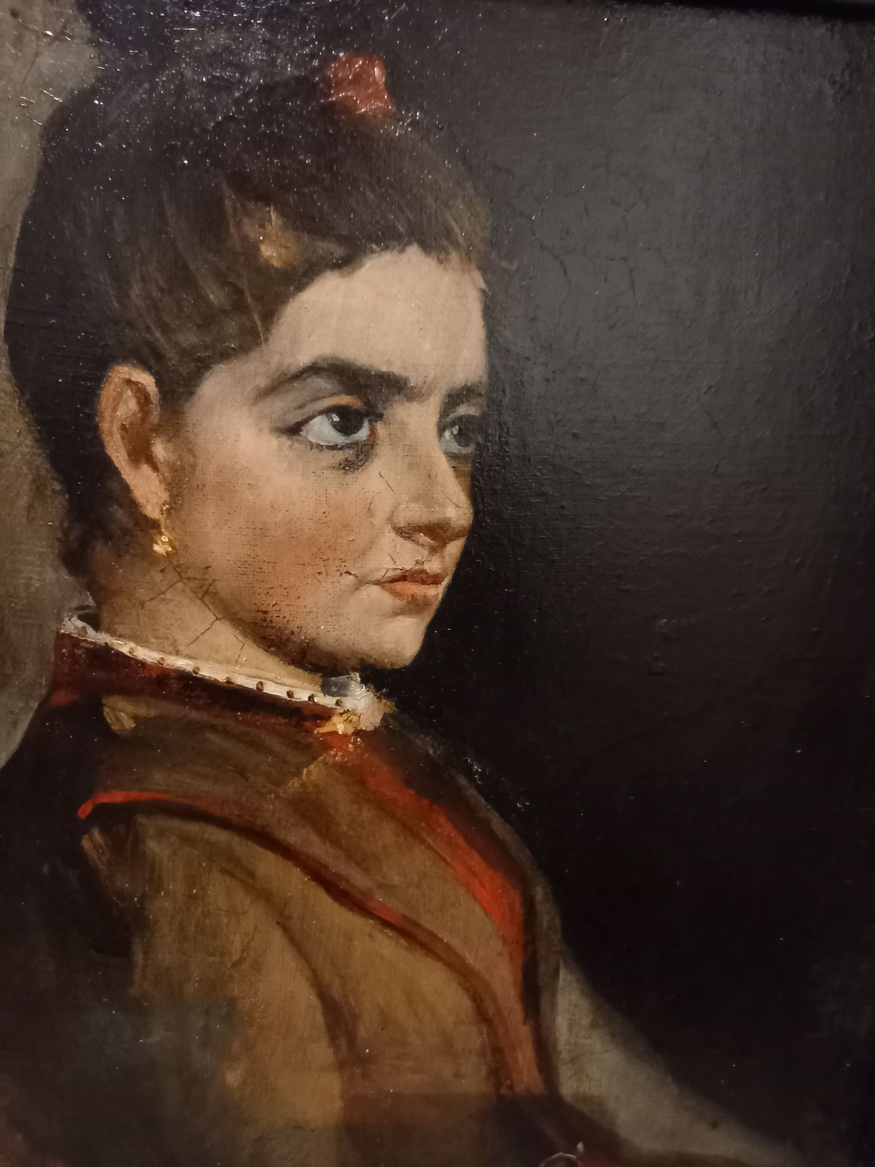 Old portrait, oil on canvas, portrait of a woman, late nineteenth century