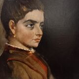 Old portrait, oil on canvas, portrait of a woman, late nineteenth century