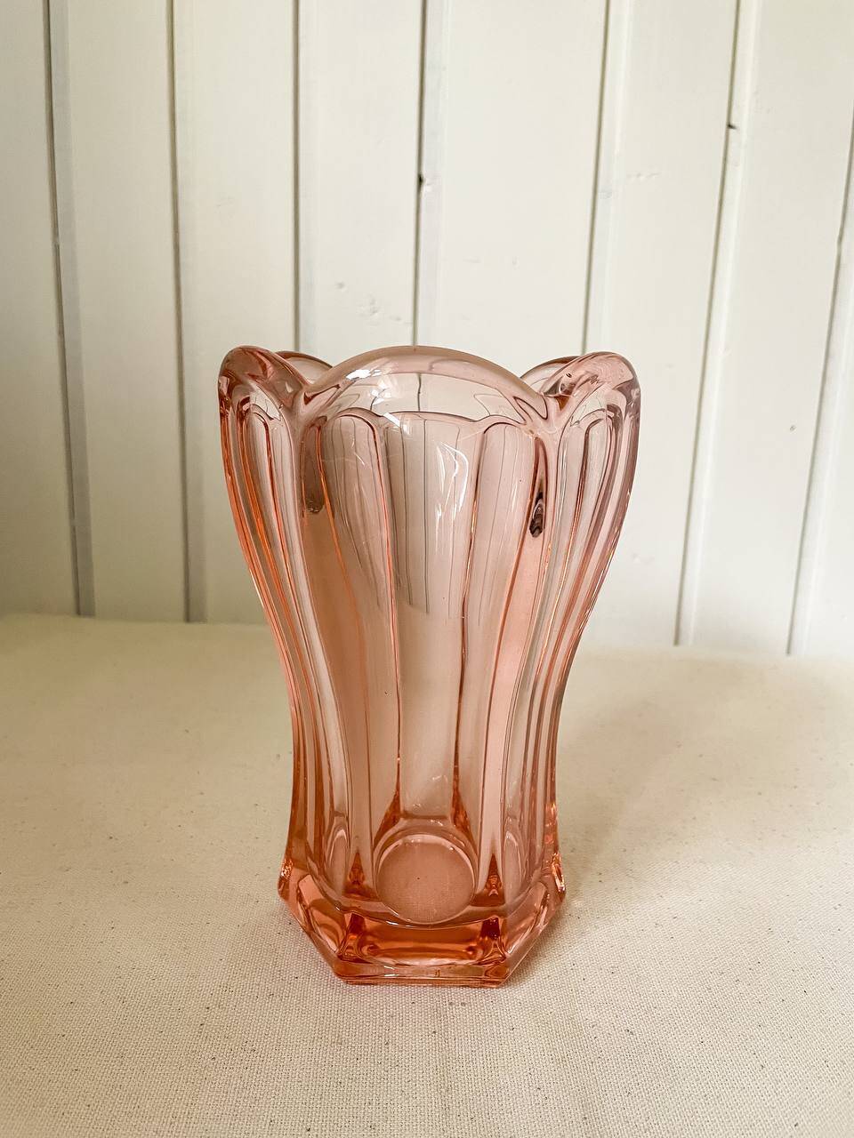 Art Deco Style Pink Glass Vase