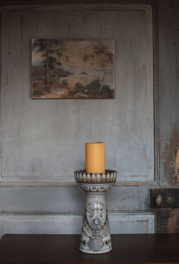 Bougeoir céramique vintage, bougeoir signé andré l'helguen pour keraluc