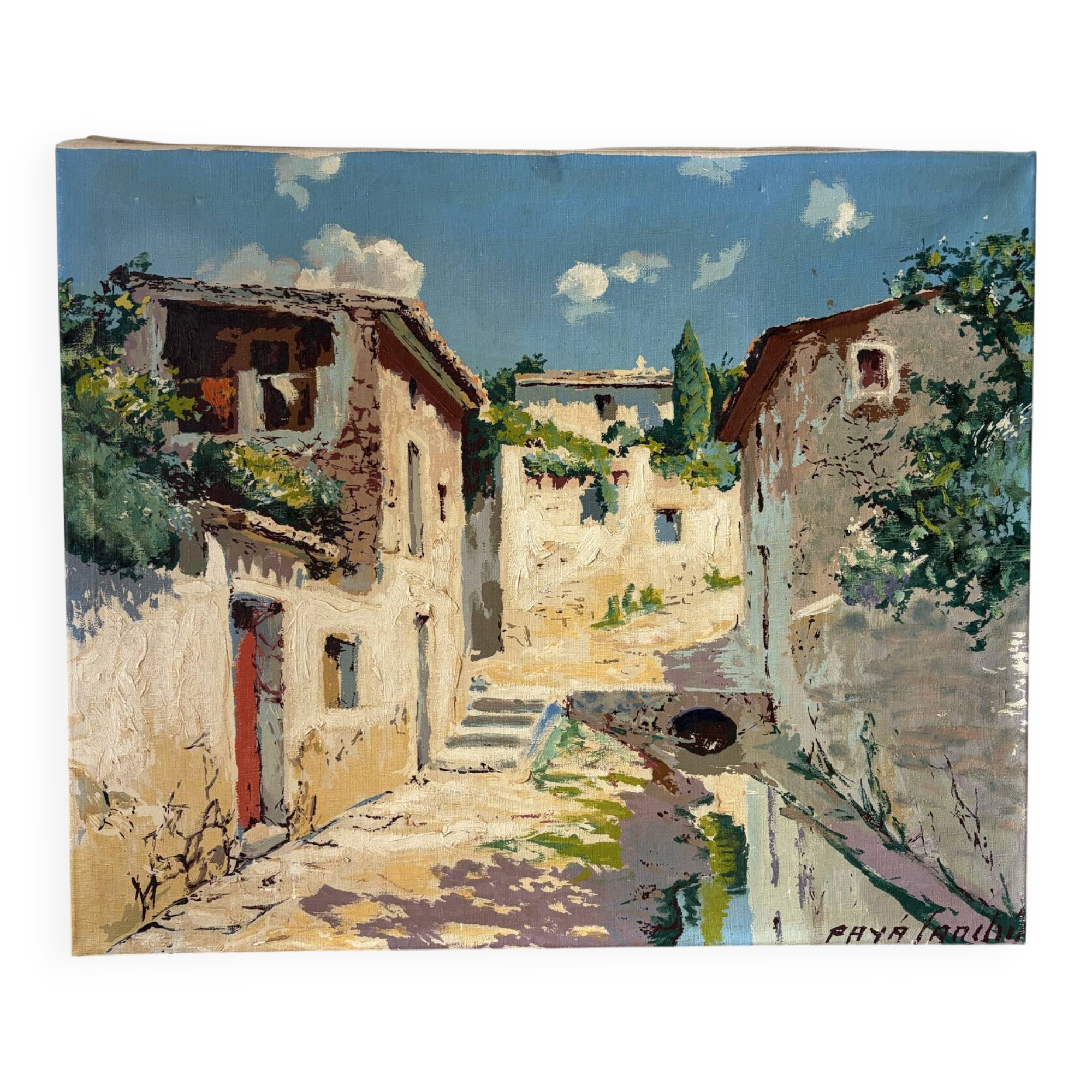 Spanish village, oil on canvas signed