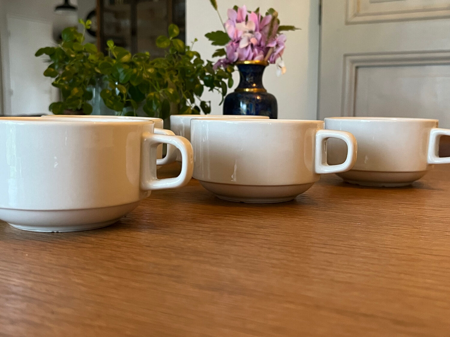 Stackable ceramic cups from Sarreguemines