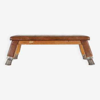 Banquette industrielle en cuir 1930