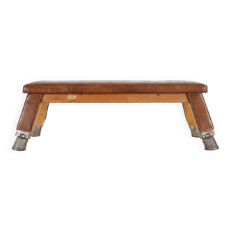 Banquette industrielle en cuir 1930