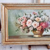 Oil on canvas bouquet of roses signed