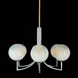 Six arms chandelier in murano glass spheres and chrome. Italy 1960s