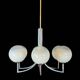 Six arms chandelier in murano glass spheres and chrome. Italy 1960s