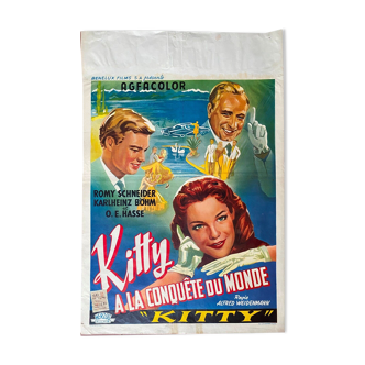 Belgian poster "Kitty or a sacred conference" Karlheinz Böhm, Romy Schneider 1956