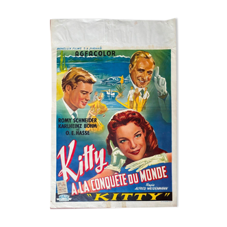 Affiche belge "Kitty ou une sacrée conference" Karlheinz Böhm, Romy Schneider 1956