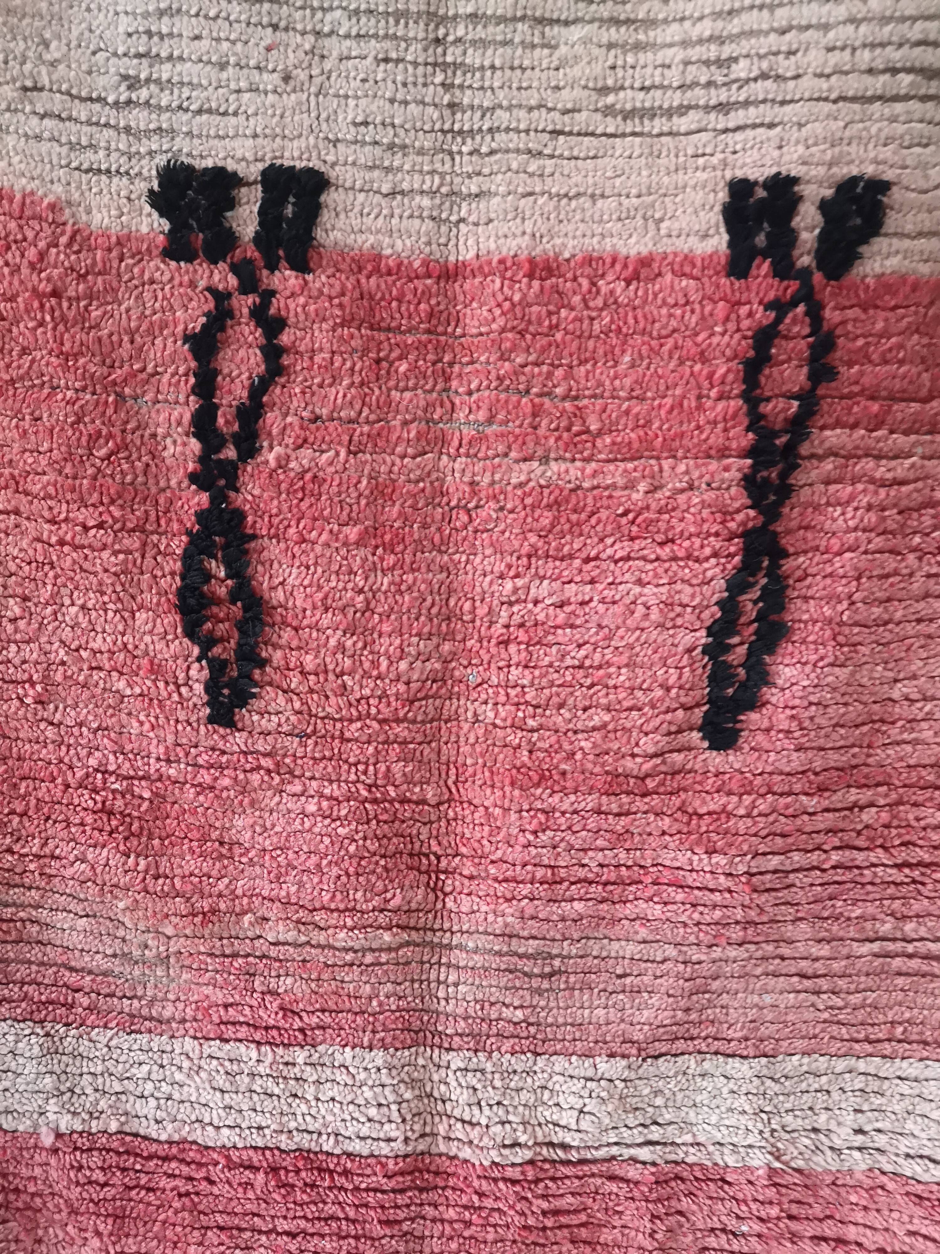 Moroccan carpet boujaad, black and faded pink