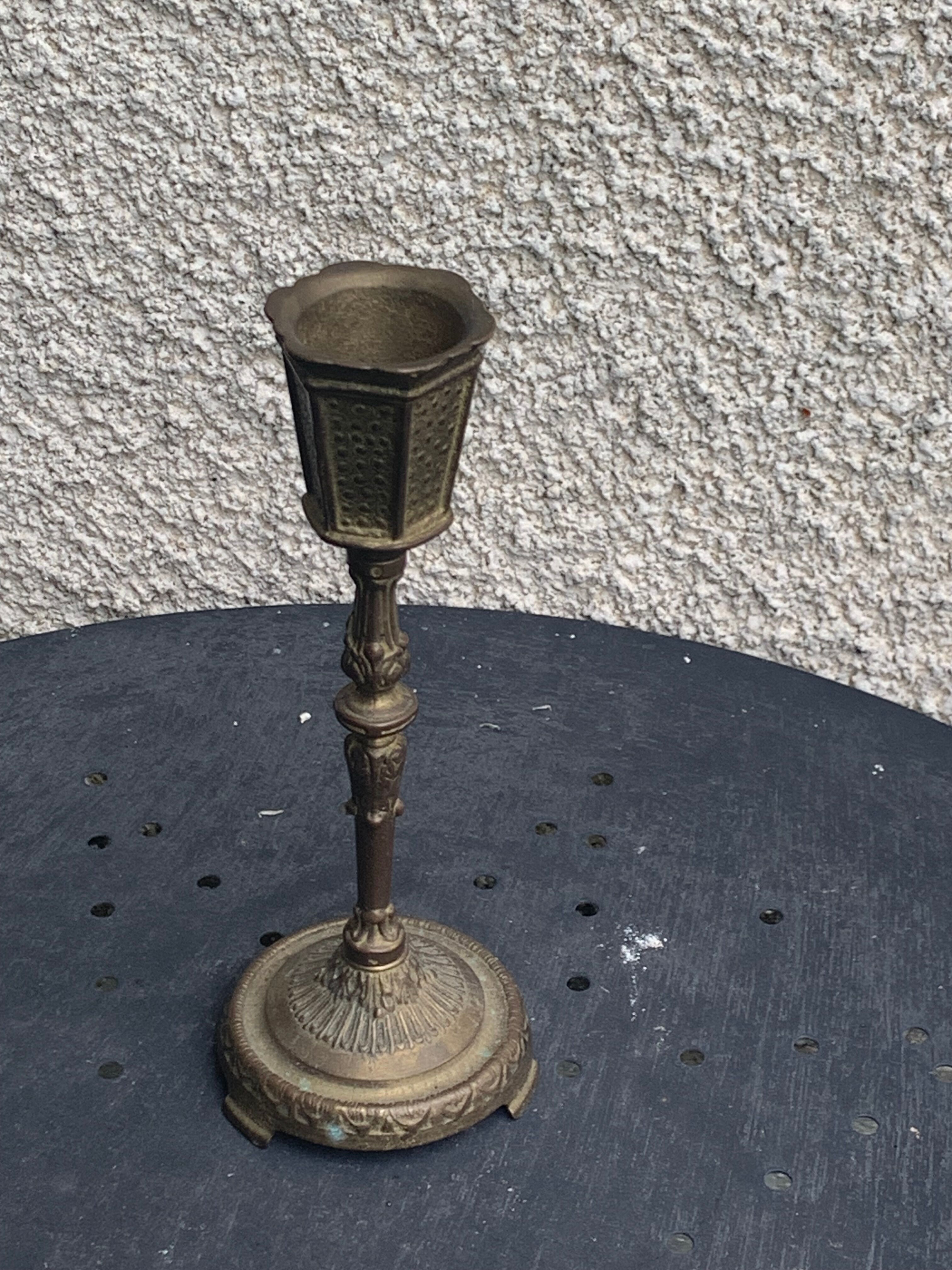 Old brass candle holder