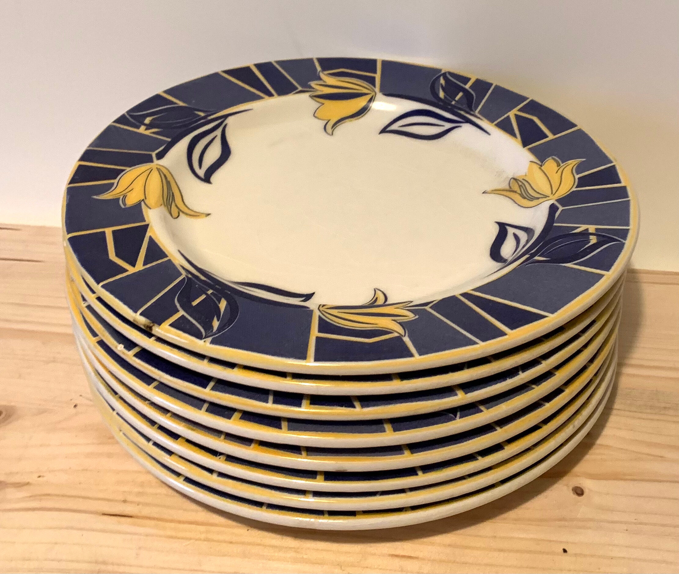 Blue ceramic plates