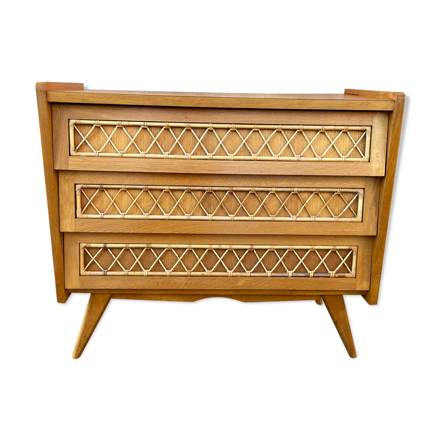 Commode bois et rotin