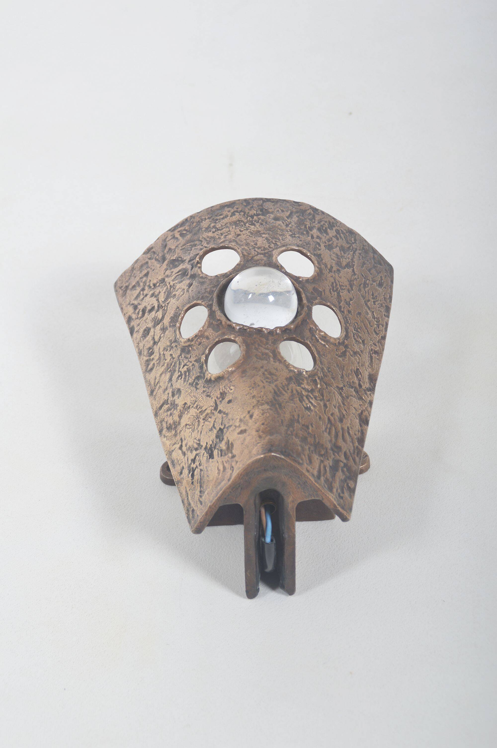 Set of Brutalist wall lamps in bronze, 1960s