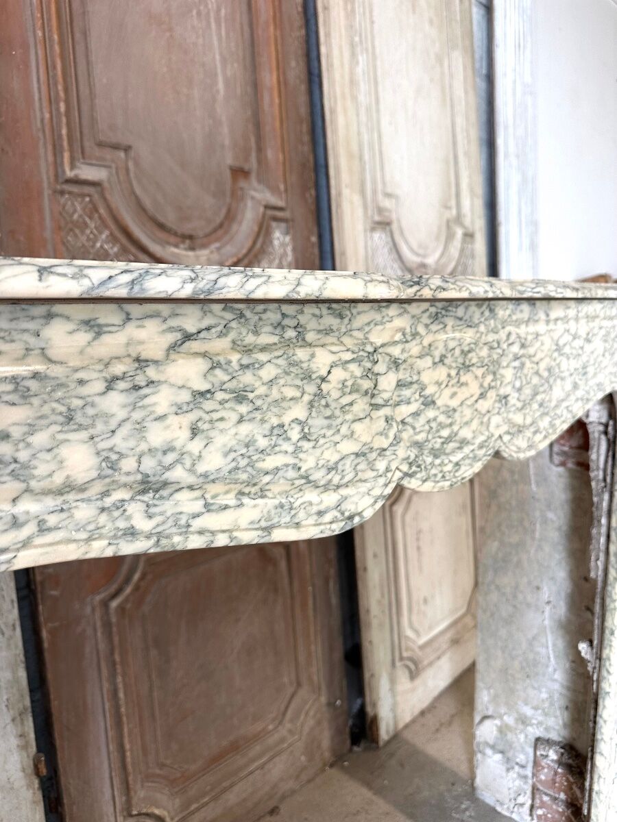 Cheminée de Louis XV pompadour circa 1900 marbre vert d’Estours