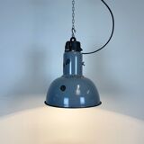 Industrial grey enamel hanging bauhaus lamp, 1930s