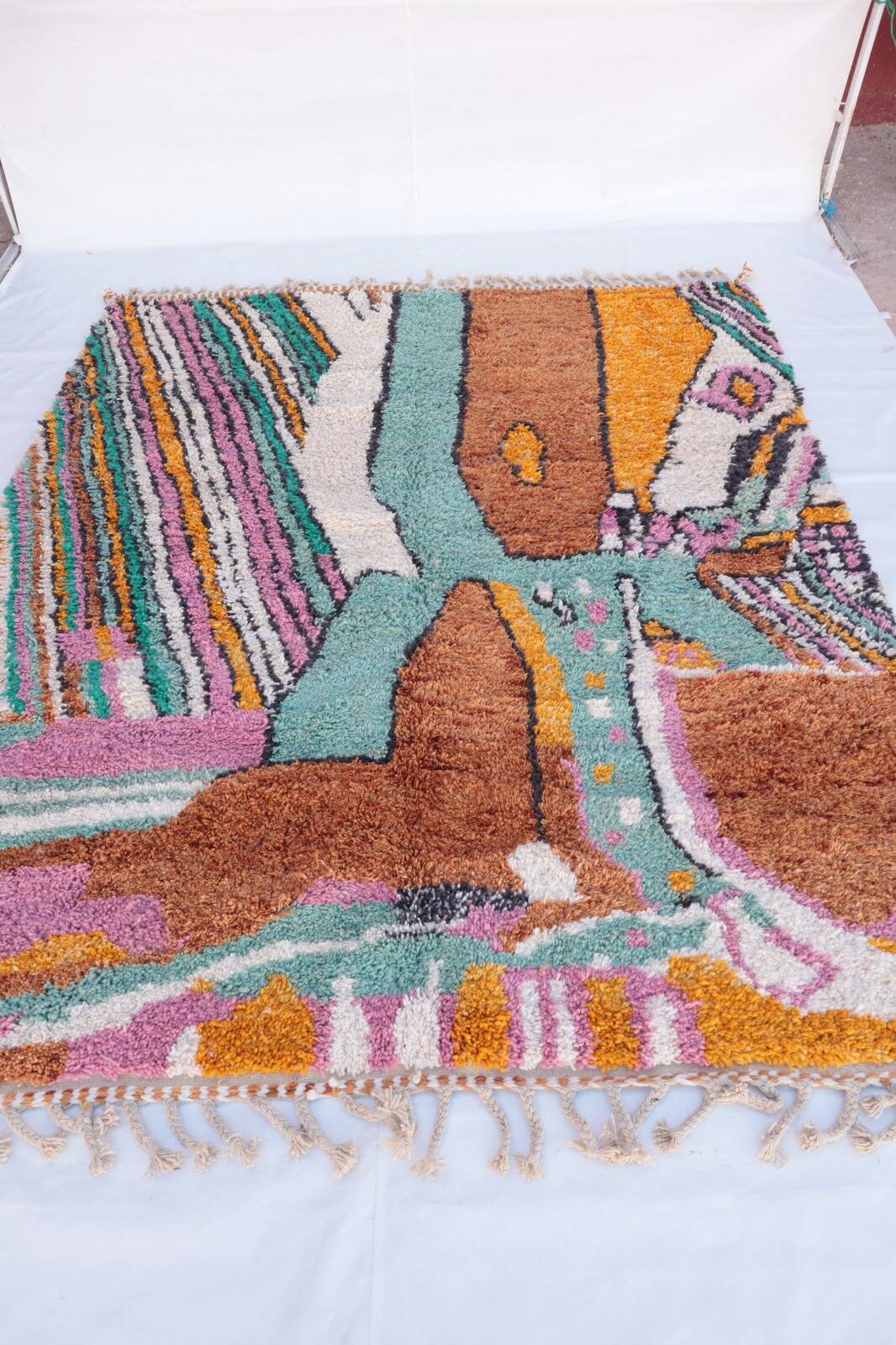 Abstract and Colourful Beni Ouarain Rug, Handmade in Wool, 300x200cm