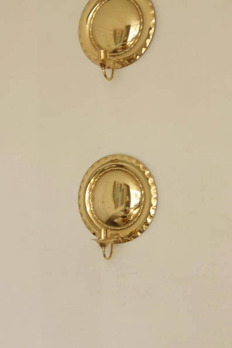 Pair of Swedish Mid-Century Brass Wall Sconces