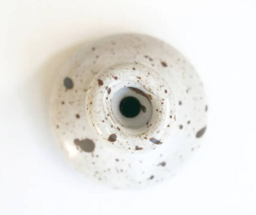 White speckled black ceramic vase with a neck, 1960s.