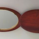 Vintage wooden travel mirror signed
