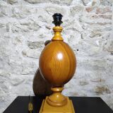 Vintage turned pine table lamp - Maison Verdière - 1970s/80s