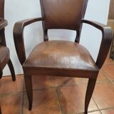 Pair of antique leather bridge armchairs