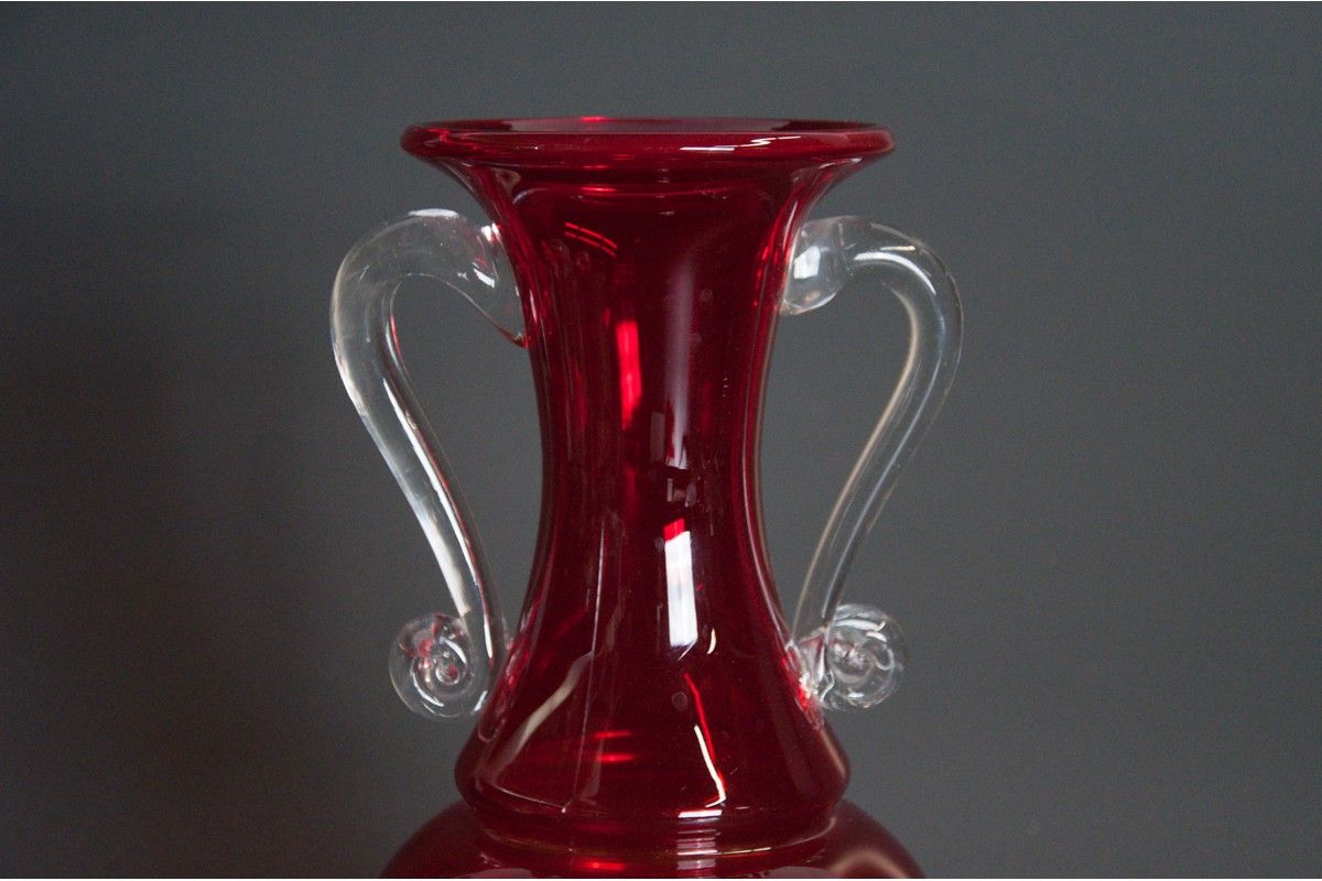 Red Vase from the Ząbkowice glassworks, Poland, 1980s