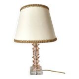 Pink glass and crystal lamp