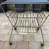 Coffee table with vinyl magazine holder 1960s