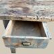 Établi console à tiroirs en hêtre patine bleue 1940