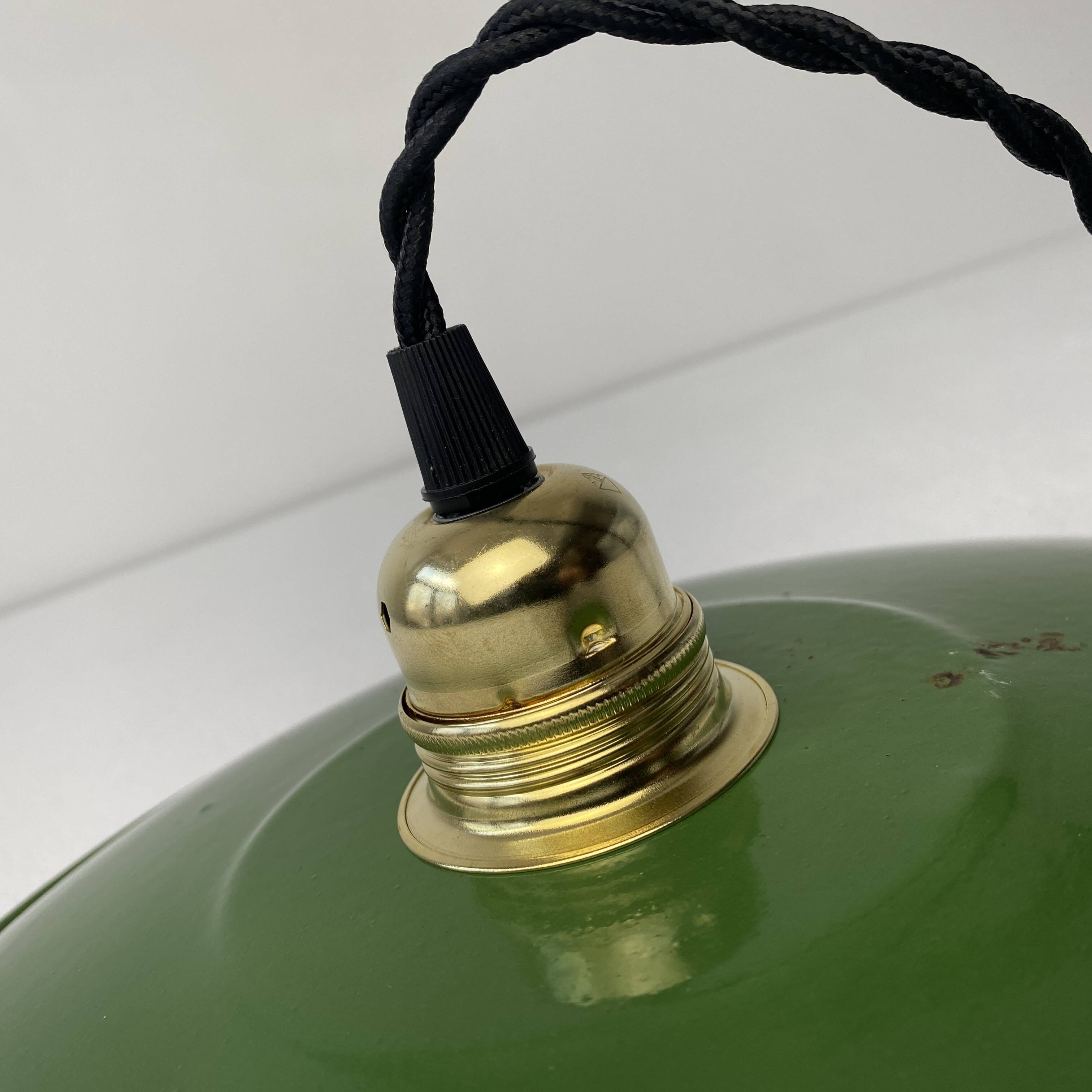 Old large industrial enamelled pendant 29.5 cm