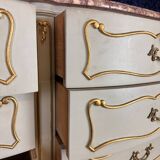 Louis XV style double row crossbow chest of drawers in lacquered and gilded wood circa 1900