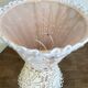 Duo of fishnet and cotton crochet lampshades, 1960s