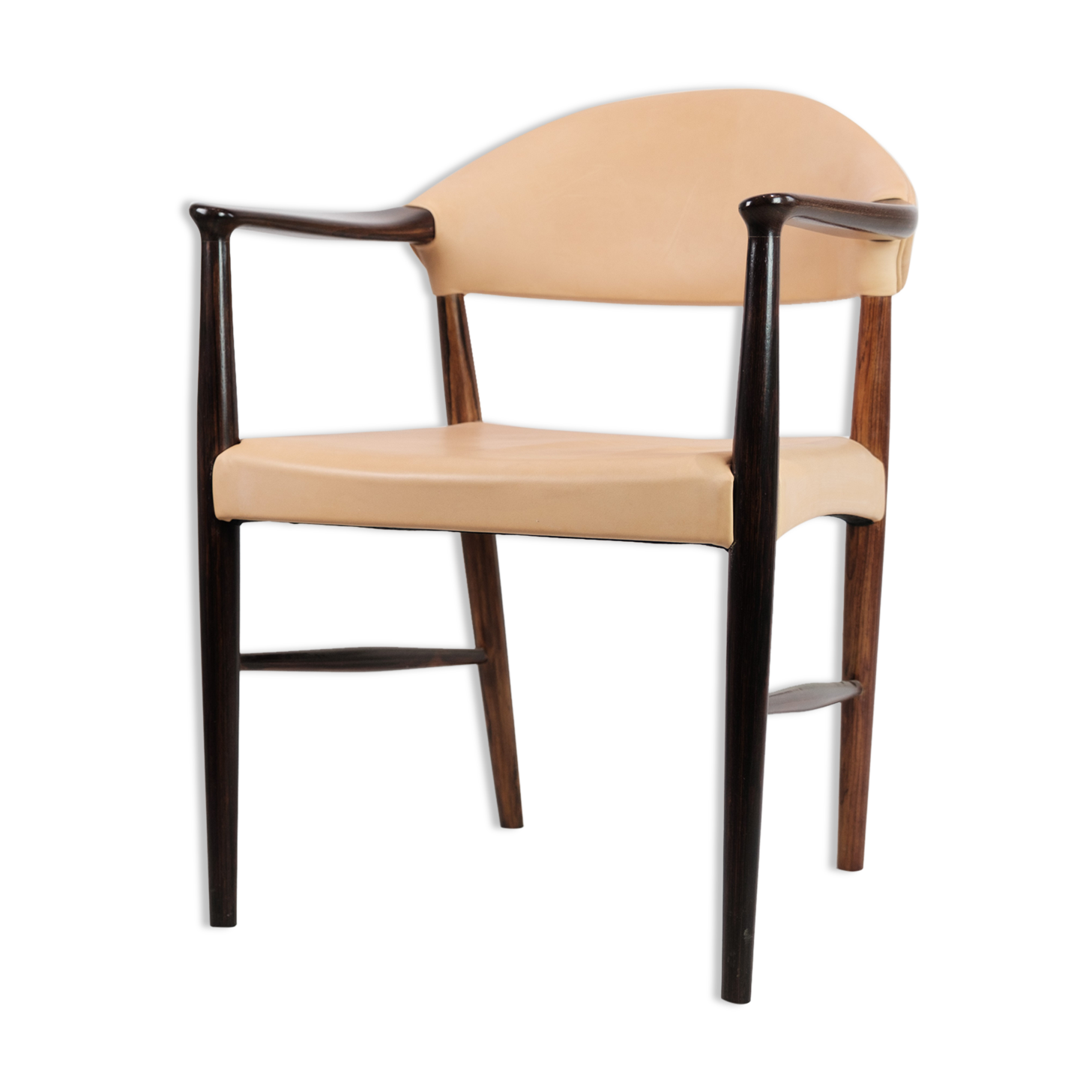 Armchair in Rosewood with Light Natural Leather Designed by Kurt Ol