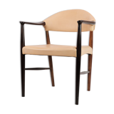 Armchair in Rosewood with Light Natural Leather Designed by Kurt Ol