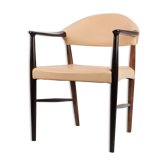 Fauteuil en palissandre avec cuir naturel clair conçu par Kurt Ol
